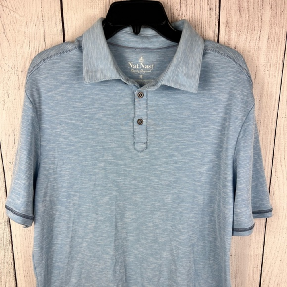 Nat Nast Polo Shirt Mens Medium Blue Performance Golf Outdoor Casual